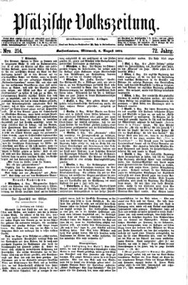 Pfälzische Volkszeitung Mittwoch 5. August 1874