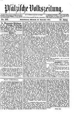 Pfälzische Volkszeitung Mittwoch 23. September 1874