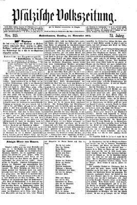 Pfälzische Volkszeitung Samstag 14. November 1874