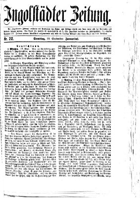 Ingolstädter Zeitung (Neue Ingolstädter Zeitung) Samstag 19. September 1874