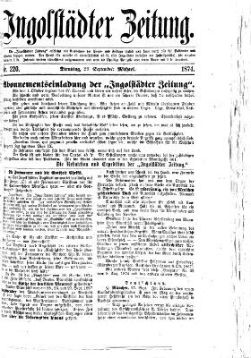 Ingolstädter Zeitung (Neue Ingolstädter Zeitung) Dienstag 29. September 1874