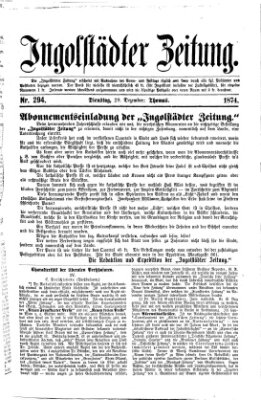 Ingolstädter Zeitung (Neue Ingolstädter Zeitung) Dienstag 29. Dezember 1874