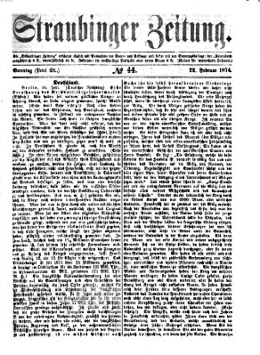 Straubinger Zeitung Sonntag 22. Februar 1874