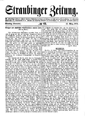 Straubinger Zeitung Dienstag 17. März 1874