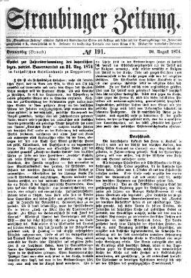 Straubinger Zeitung Donnerstag 20. August 1874