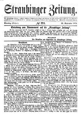 Straubinger Zeitung Dienstag 29. September 1874