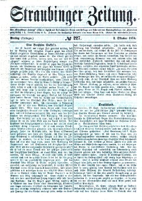 Straubinger Zeitung Freitag 2. Oktober 1874