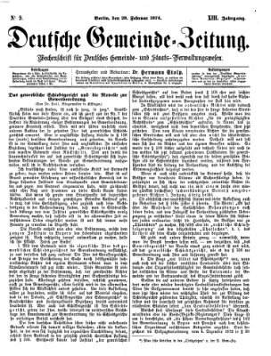 Deutsche Gemeinde-Zeitung Samstag 28. Februar 1874