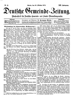 Deutsche Gemeinde-Zeitung Samstag 10. Oktober 1874