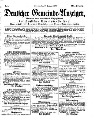 Deutsche Gemeinde-Zeitung Samstag 24. Januar 1874
