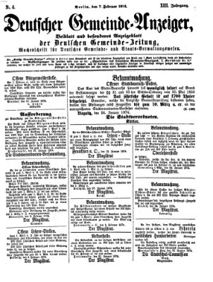 Deutsche Gemeinde-Zeitung Samstag 7. Februar 1874