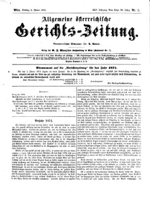 Allgemeine österreichische Gerichts-Zeitung Dienstag 6. Januar 1874