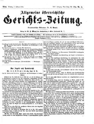 Allgemeine österreichische Gerichts-Zeitung Dienstag 3. Februar 1874