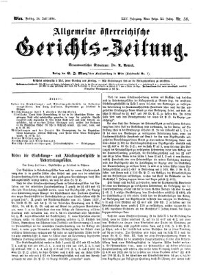 Allgemeine österreichische Gerichts-Zeitung Freitag 24. Juli 1874