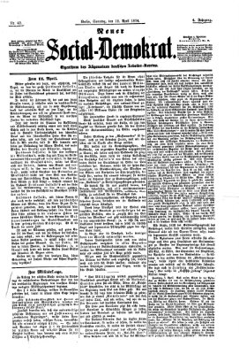 Neuer Social-Demokrat Sonntag 12. April 1874