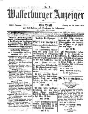 Wasserburger Anzeiger (Wasserburger Wochenblatt) Sonntag 18. Januar 1874