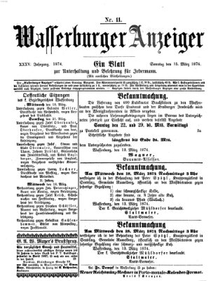 Wasserburger Anzeiger (Wasserburger Wochenblatt) Sonntag 15. März 1874