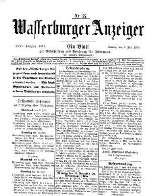 Wasserburger Anzeiger (Wasserburger Wochenblatt) Sonntag 5. Juli 1874