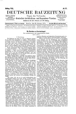 Deutsche Bauzeitung 〈Berlin〉 Samstag 28. Februar 1874