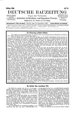 Deutsche Bauzeitung 〈Berlin〉 Samstag 19. September 1874