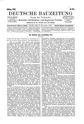 Deutsche Bauzeitung 〈Berlin〉 Samstag 21. November 1874