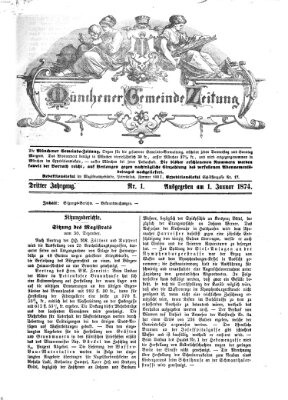 Münchener Gemeinde-Zeitung Donnerstag 1. Januar 1874