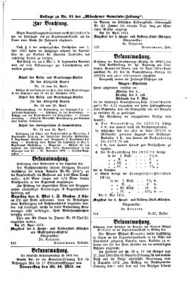Münchener Gemeinde-Zeitung Donnerstag 30. April 1874