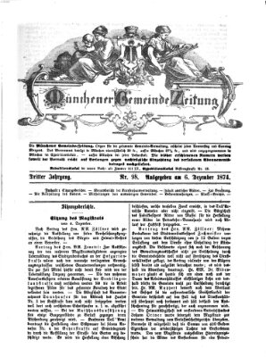 Münchener Gemeinde-Zeitung Sonntag 6. Dezember 1874