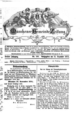 Münchener Gemeinde-Zeitung Sonntag 13. Dezember 1874
