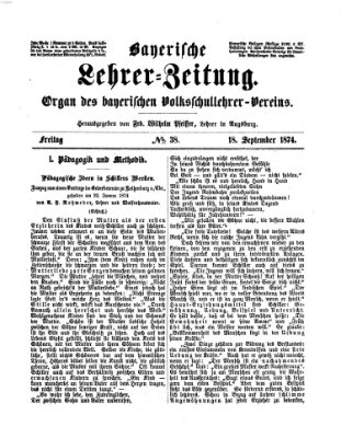 Bayerische Lehrerzeitung Freitag 18. September 1874