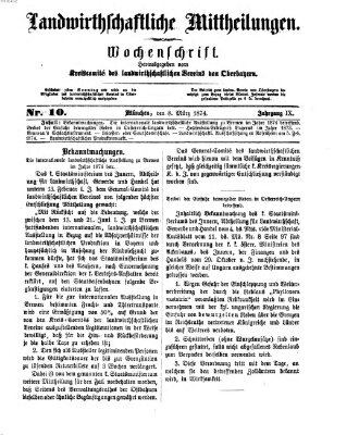 Landwirthschaftliche Mittheilungen Sonntag 8. März 1874