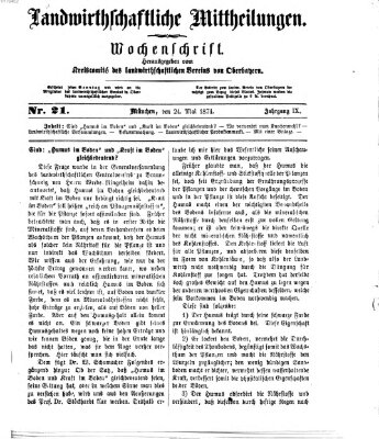 Landwirthschaftliche Mittheilungen Sonntag 24. Mai 1874