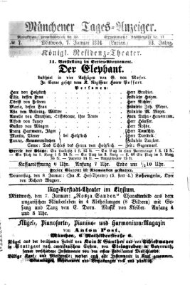Münchener Tages-Anzeiger Mittwoch 7. Januar 1874