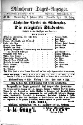 Münchener Tages-Anzeiger Donnerstag 5. Februar 1874