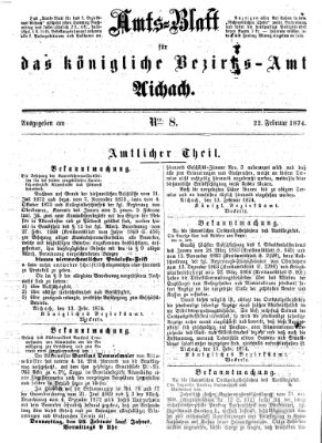 Amtsblatt für das Bezirksamt und Amtsgericht Aichach Sonntag 22. Februar 1874