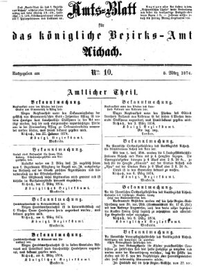 Amtsblatt für das Bezirksamt und Amtsgericht Aichach Sonntag 8. März 1874