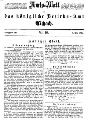 Amtsblatt für das Bezirksamt und Amtsgericht Aichach Sonntag 3. Mai 1874