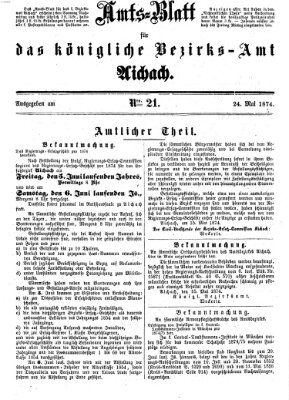 Amtsblatt für das Bezirksamt und Amtsgericht Aichach Sonntag 24. Mai 1874