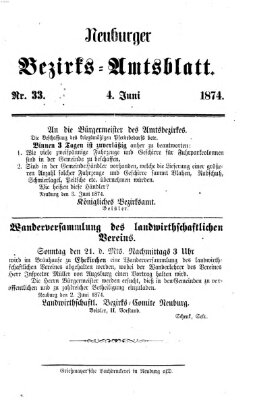 Neuburger Bezirks-Amtsblatt Donnerstag 4. Juni 1874
