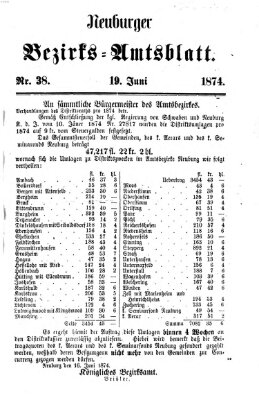 Neuburger Bezirks-Amtsblatt Freitag 19. Juni 1874