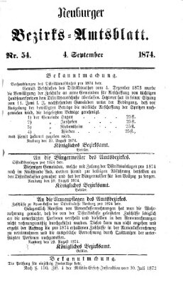 Neuburger Bezirks-Amtsblatt Freitag 4. September 1874