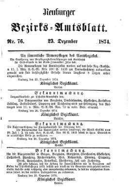 Neuburger Bezirks-Amtsblatt Mittwoch 23. Dezember 1874