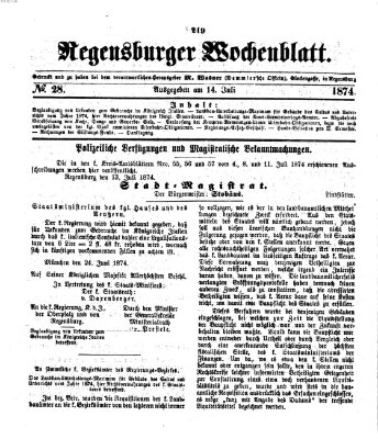 Regensburger Wochenblatt Dienstag 14. Juli 1874