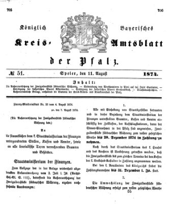 Königlich-bayerisches Kreis-Amtsblatt der Pfalz (Königlich bayerisches Amts- und Intelligenzblatt für die Pfalz) Dienstag 11. August 1874