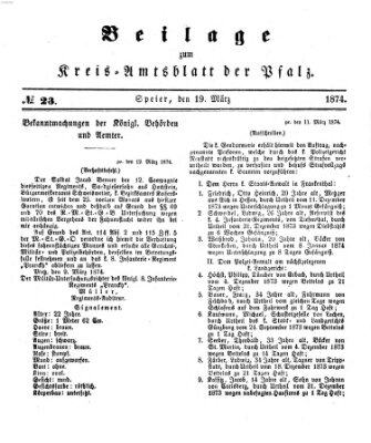 Königlich-bayerisches Kreis-Amtsblatt der Pfalz (Königlich bayerisches Amts- und Intelligenzblatt für die Pfalz) Donnerstag 19. März 1874