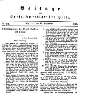 Königlich-bayerisches Kreis-Amtsblatt der Pfalz (Königlich bayerisches Amts- und Intelligenzblatt für die Pfalz) Montag 14. September 1874
