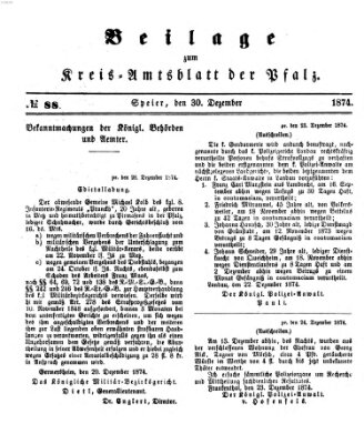 Königlich-bayerisches Kreis-Amtsblatt der Pfalz (Königlich bayerisches Amts- und Intelligenzblatt für die Pfalz) Mittwoch 30. Dezember 1874
