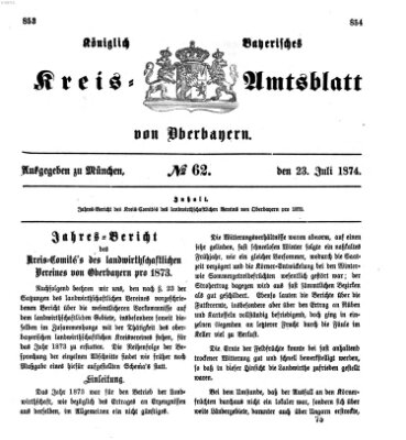 Königlich-bayerisches Kreis-Amtsblatt von Oberbayern (Münchner Intelligenzblatt) Donnerstag 23. Juli 1874