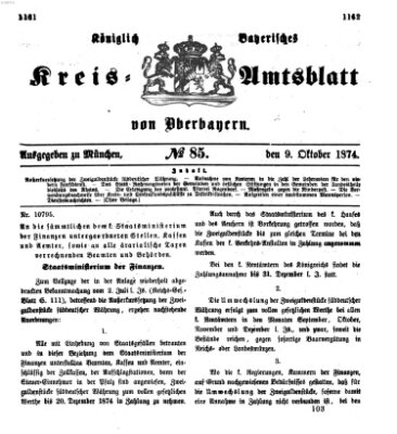 Königlich-bayerisches Kreis-Amtsblatt von Oberbayern (Münchner Intelligenzblatt) Freitag 9. Oktober 1874