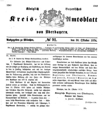 Königlich-bayerisches Kreis-Amtsblatt von Oberbayern (Münchner Intelligenzblatt) Freitag 30. Oktober 1874